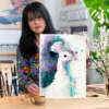 White peacock watercolor painting, limited edition art print by Slaveika Aladjova, view 3