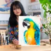 Blue and yellow macaw watercolor painting, limited edition art print by Slaveika Aladjova, view 2