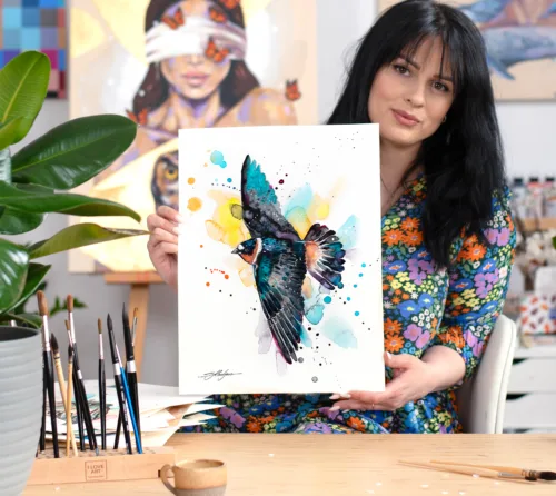 Cliff swallow watercolor painting, limited edition art print by Slaveika Aladjova
