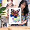 Three colorful butterflies watercolor painting, limited edition art print by Slaveika Aladjova