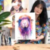 Colorful sheep watercolor painting, limited edition art print by Slaveika Aladjova