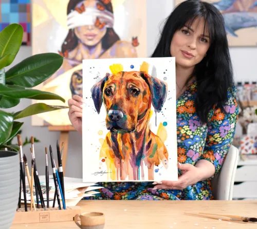 Rhodesian Ridgeback watercolor painting, limited edition art print by Slaveika Aladjova