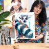 Ring-tailed lemur watercolor painting, limited edition art print by Slaveika Aladjova, view 2