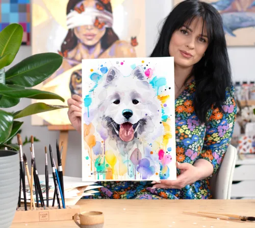 Samoyed dog Samoyed watercolor painting, limited edition art print by Slaveika Aladjova