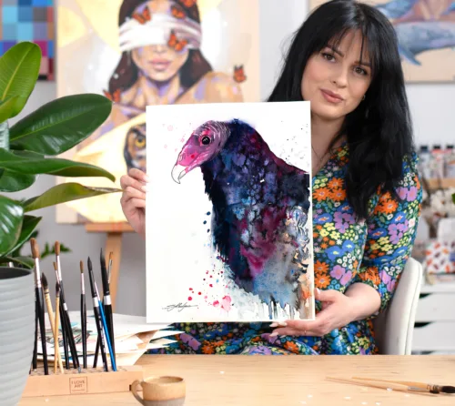 Turkey vulture watercolor painting, limited edition art print by Slaveika Aladjova