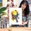 American goldfinch watercolor painting, limited edition art print by Slaveika Aladjova