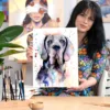 Blue Great Dane watercolor painting, limited edition art print by Slaveika Aladjova