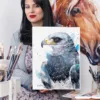 Black-chested buzzard-eagle watercolor painting, limited edition art print by Slaveika Aladjova, view 2