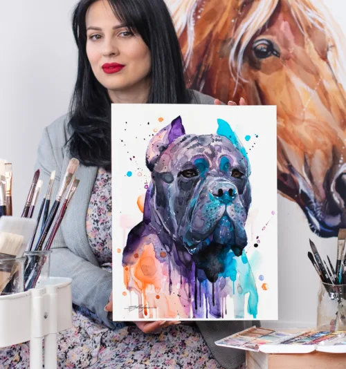 Cane Corso watercolor painting, limited edition art print by Slaveika Aladjova