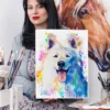 White Swiss Shepherd watercolor painting, limited edition art print by Slaveika Aladjova, view 2