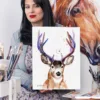 Mule deer watercolor painting, limited edition art print by Slaveika Aladjova, view 2