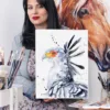 Secretary bird watercolor painting, limited edition art print by Slaveika Aladjova, view 2