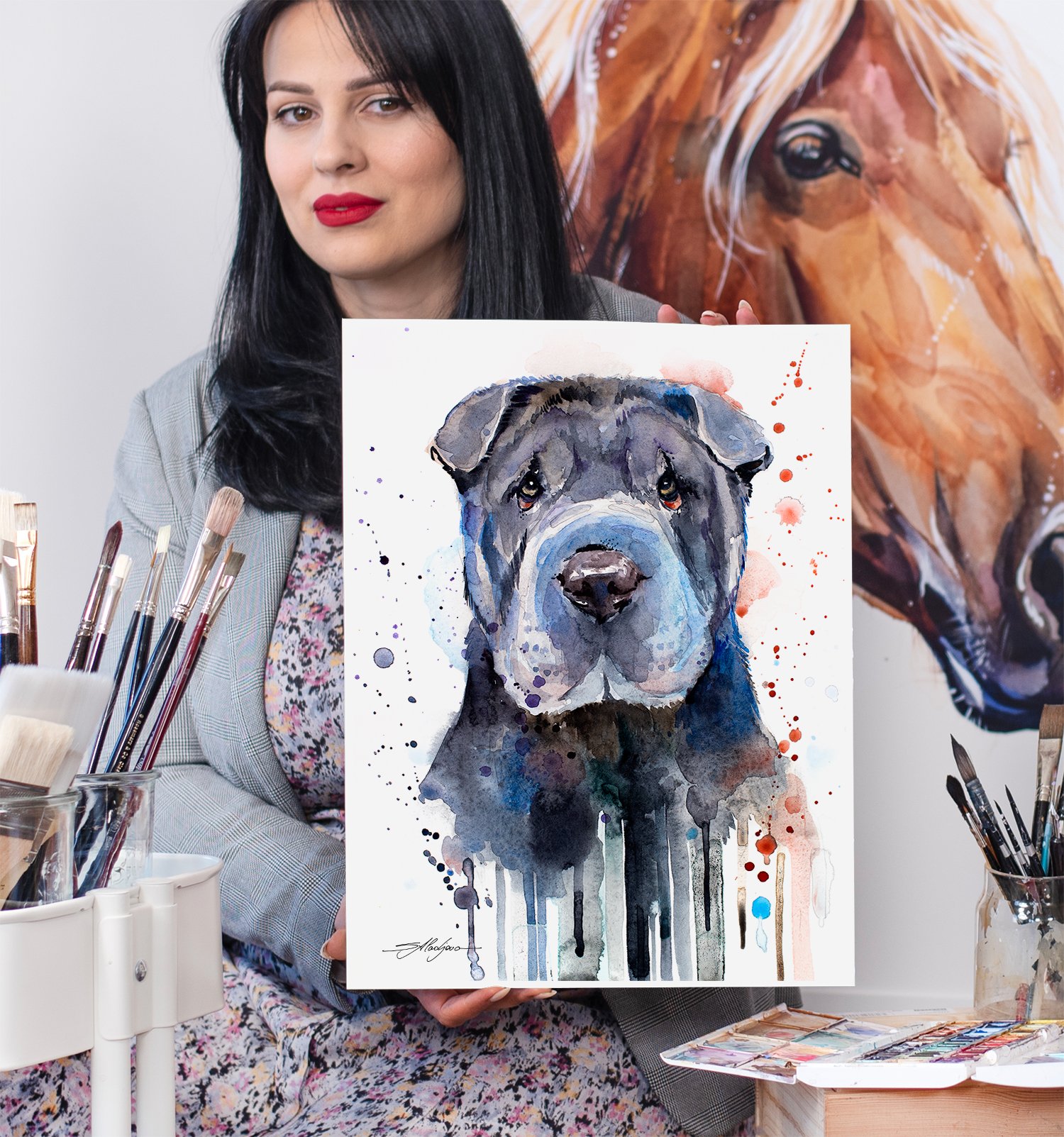 What Collectors Say 30 Shar Pei watercolor painting print by Slaveika Aladjova