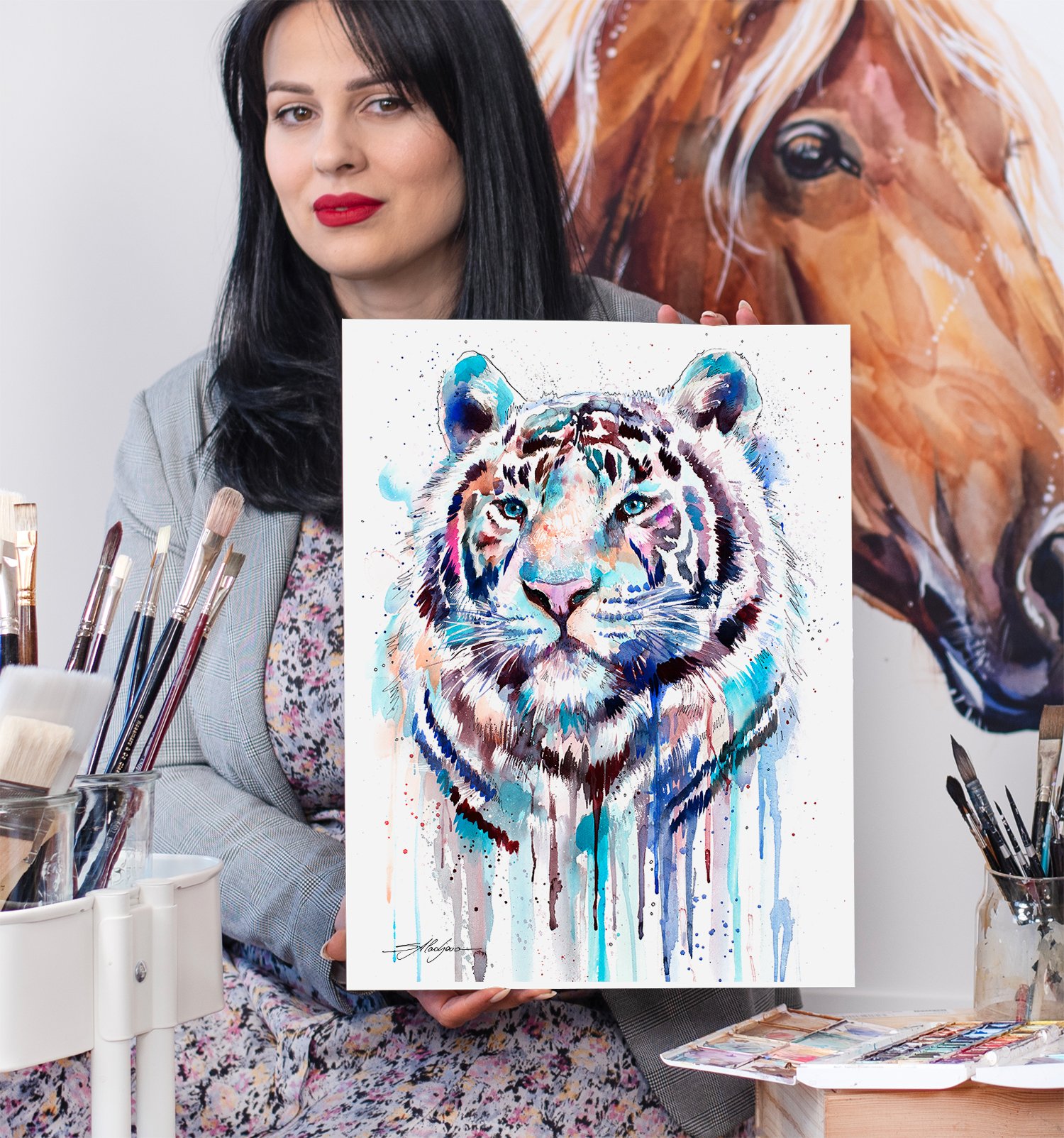 What Collectors Say 47 White Tiger watercolor painting print by Slaveika Aladjova