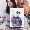 Bearded vulture watercolor painting, limited edition art print by Slaveika Aladjova