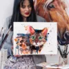 Bengal cat watercolor painting, limited edition art print by Slaveika Aladjova, view 4