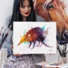 Golden-rumped elephant shrew watercolor painting, limited edition art print by Slaveika Aladjova