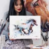Running horses watercolor painting, limited edition art print by Slaveika Aladjova, view 4