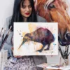 Kiwi watercolor painting, limited edition art print by Slaveika Aladjova, view 3