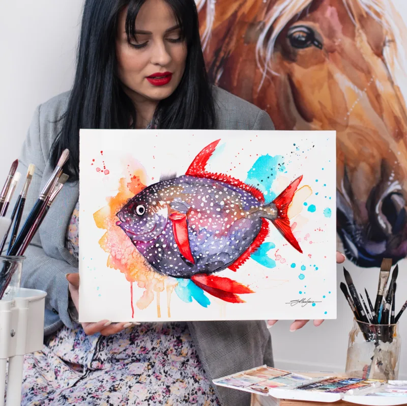 Opah watercolor painting, limited edition art print by Slaveika Aladjova