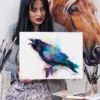 Raven watercolor painting, limited edition art print by Slaveika Aladjova, view 3