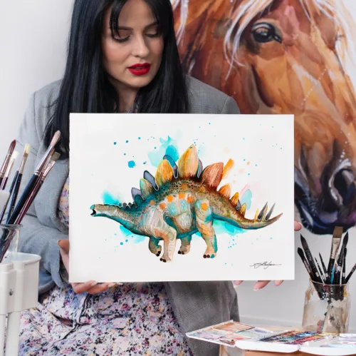 Stegosaurus watercolor painting print by Slaveika Aladjova Stegosaurus watercolor painting, limited edition art print by Slaveika Aladjova