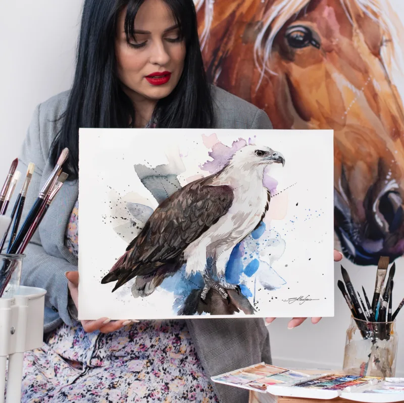 White-bellied sea eagle watercolor painting, limited edition art print by Slaveika Aladjova, view 4