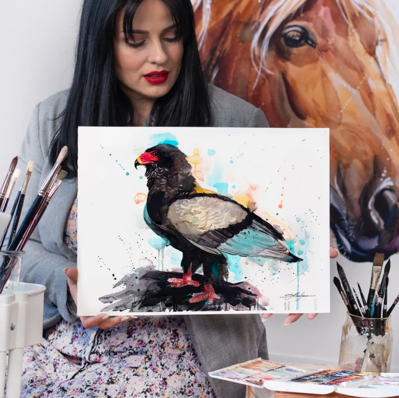 Bateleur eagle watercolor painting, limited edition art print by Slaveika Aladjova, view 4