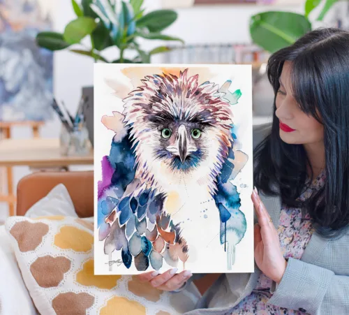 Philippine eagle watercolor painting, limited edition art print by Slaveika Aladjova, view 2