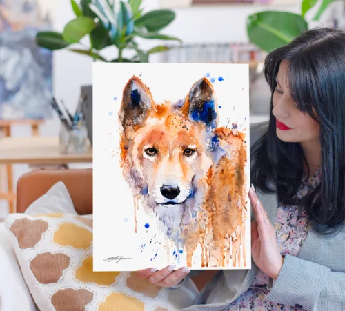 Dingo Dingo watercolor painting, limited edition art print by Slaveika Aladjova