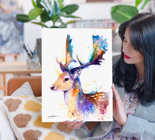 Fallow deer watercolor painting print Fallow deer watercolor painting, limited edition art print by Slaveika Aladjova