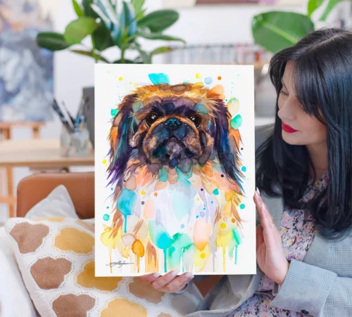 Pekingese dog watercolor painting print by Slaveika Aladjova Pekingese watercolor painting, limited edition art print by Slaveika Aladjova