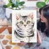 American Shorthair cat watercolor painting, limited edition art print by Slaveika Aladjova, view 2