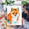 Sitting red fox watercolor painting, limited edition art print by Slaveika Aladjova, view 2