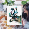Reindeer watercolor painting, limited edition art print by Slaveika Aladjova, view 2
