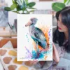 Shoebill watercolor painting, limited edition art print by Slaveika Aladjova, view 2
