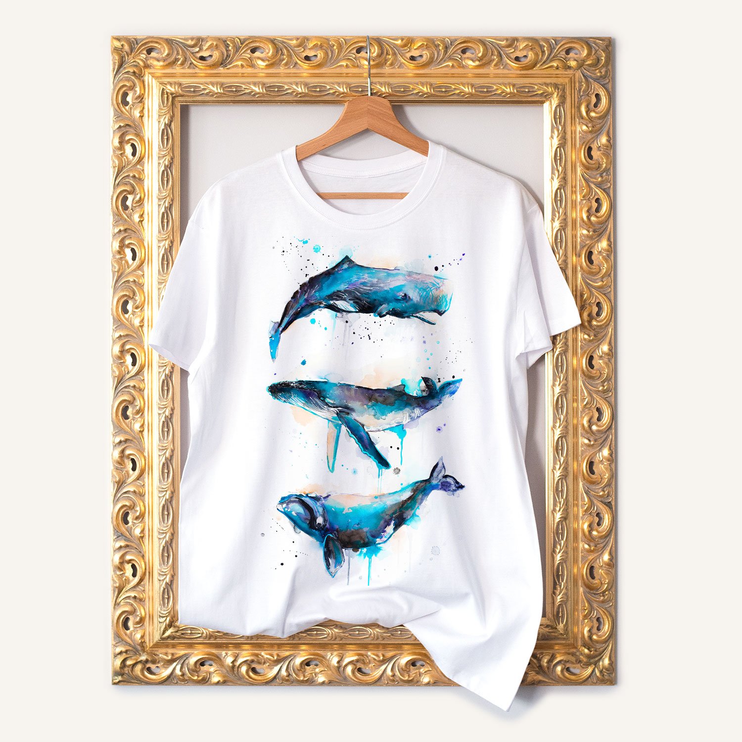 Fish and sea life art T-shirt with a watercolor painting by Slaveika Aladjova