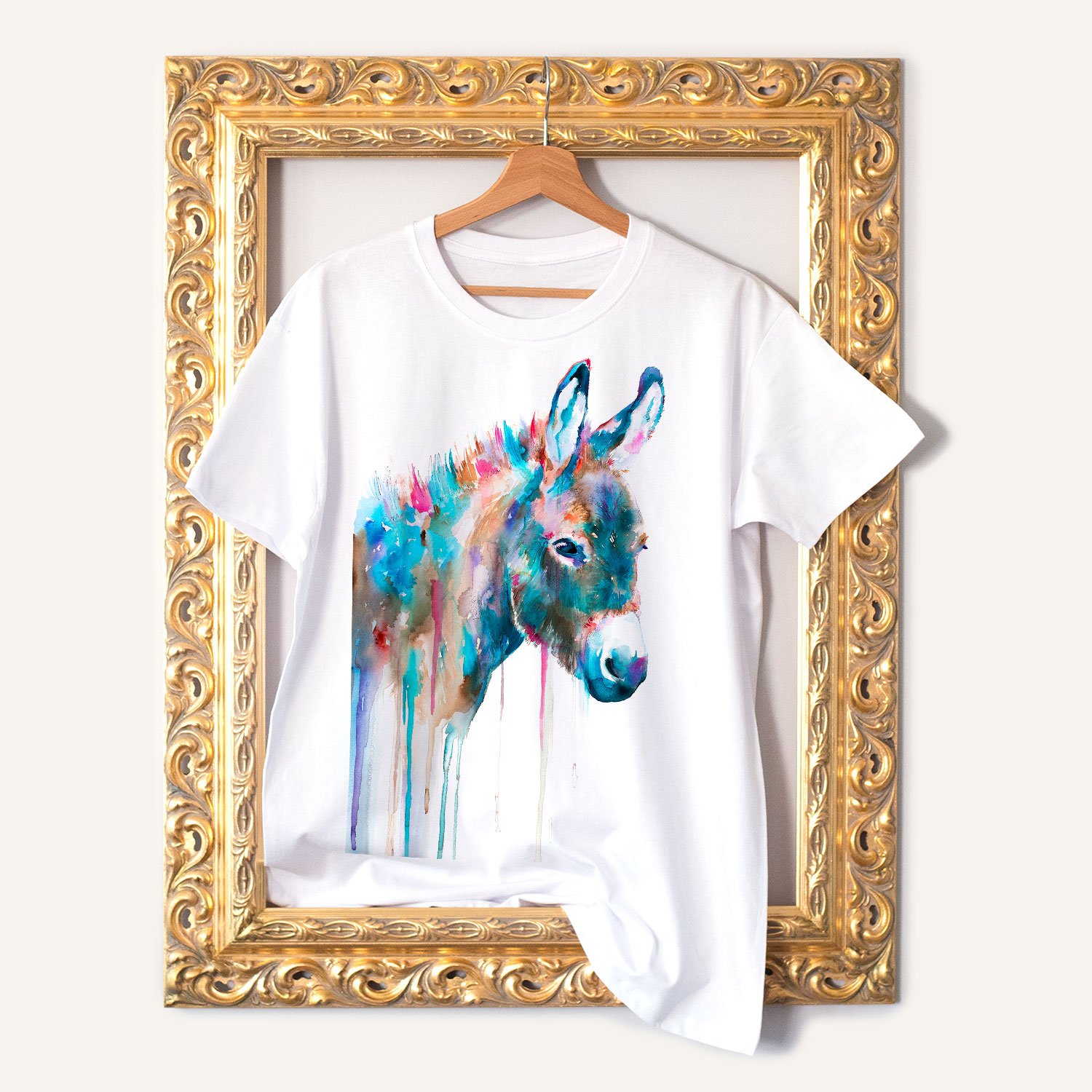 Farm animal art T-shirt with a watercolor painting by Slaveika Aladjova