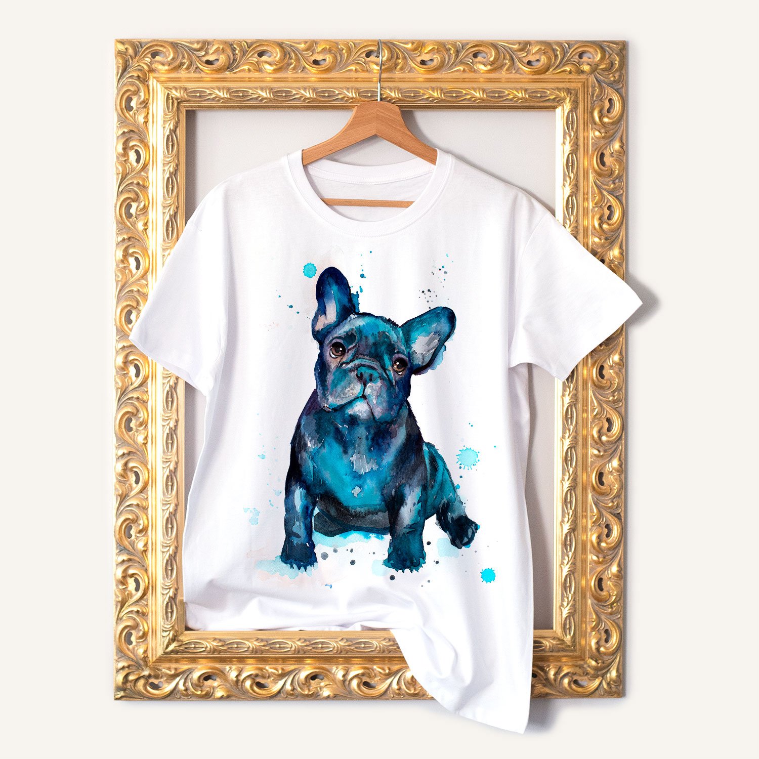 Dog art T-shirt with a watercolor painting by Slaveika Aladjova