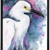 Snowy egret watercolor painting, limited edition art print by Slaveika Aladjova, view 2