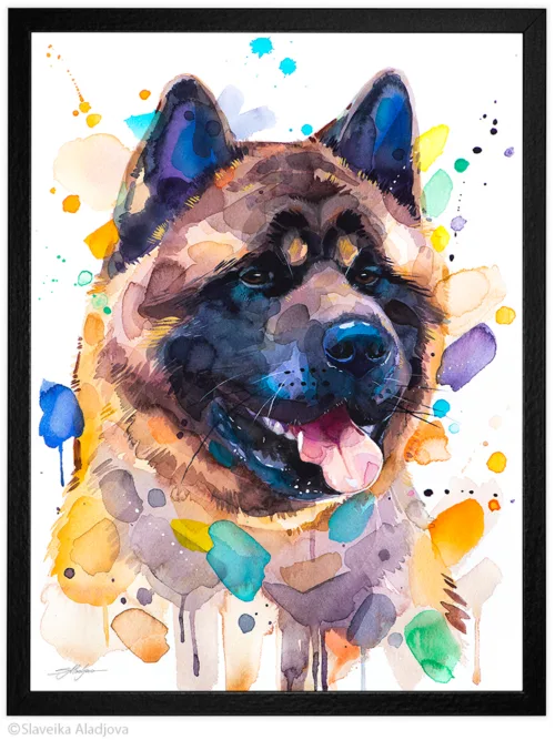 American Akita watercolor painting, limited edition art print by Slaveika Aladjova, view 2