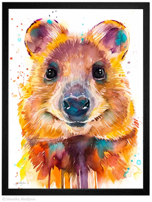 Quokka watercolor painting, limited edition art print by Slaveika Aladjova, view 2