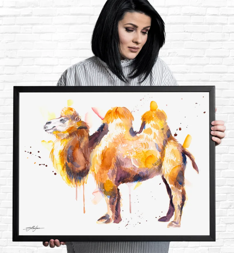 Camel watercolor painting, limited edition art print by Slaveika Aladjova, view 4