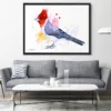 Red-crested cardinal watercolor painting, limited edition art print by Slaveika Aladjova, view 2