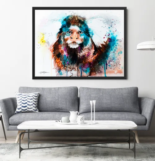 Common marmoset watercolor painting, limited edition art print by Slaveika Aladjova, view 2