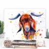 Red goat watercolor painting, limited edition art print by Slaveika Aladjova, view 3