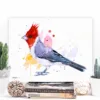 Red-crested cardinal watercolor painting, limited edition art print by Slaveika Aladjova, view 3