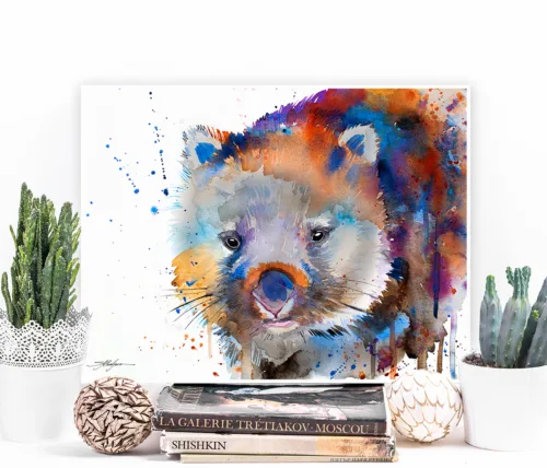 Wombat watercolor painting, limited edition art print by Slaveika Aladjova, view 2