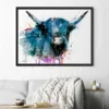 Black Highland cow watercolor painting, limited edition art print by Slaveika Aladjova, view 2