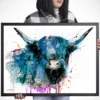 Black Highland cow watercolor painting, limited edition art print by Slaveika Aladjova, view 3